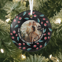 Adorno De Cristal Marco de foto Wreath personalizado de los navidade