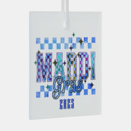 Adorno De Cristal Mardi Gras Red Black