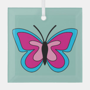 Adorno De Cristal Mariposa azul magenta rosa
