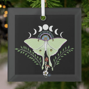 Adorno De Cristal Mariposa Lunar Etérea Verde Mística Celestial