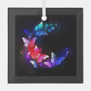 Adorno De Cristal Mariposas nocturnas de neón brillantes sobre fondo