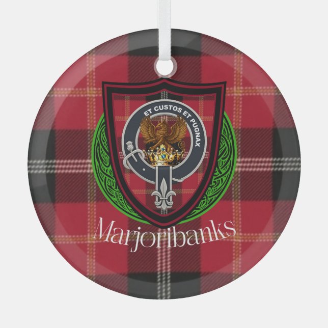 Adorno De Cristal Marjoribanks Scottish Clan Tartan & Crest (Anverso)