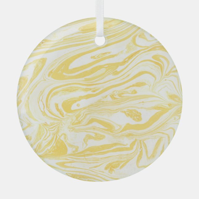Adorno De Cristal Mármol amarillo elegante: Textura de mano (Anverso)