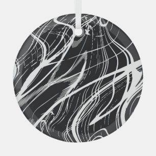 Adorno De Cristal Mármol blanco negro: cosecha abstracta