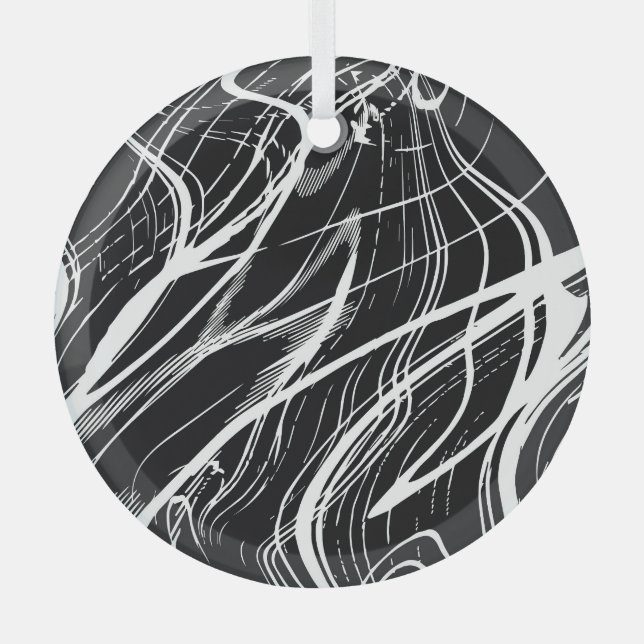 Adorno De Cristal Mármol blanco negro: cosecha abstracta (Anverso)