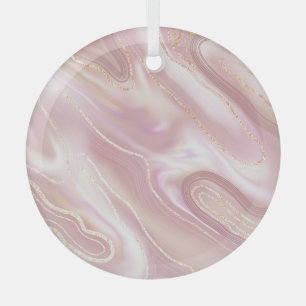 Adorno De Cristal Mármol elegante: textura dorada rosa