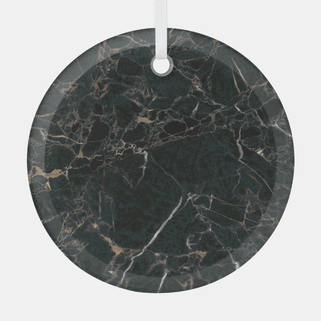 Adorno De Cristal Mármol Negro Elegante: Fondo Texturizado (Anverso)
