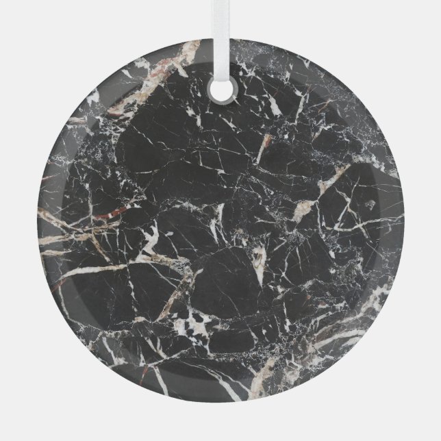 Adorno De Cristal Mármol negro: textura natural abstracta. (Anverso)