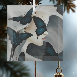 Adorno De Cristal Mascarada de Mariposa Azul Fantasía Elegante