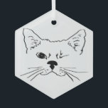 Adorno De Cristal Mascota de dibujo de línea de gatos de Winter lind<br><div class="desc">Mascota de dibujo de línea de gatos de Winter lindo</div>