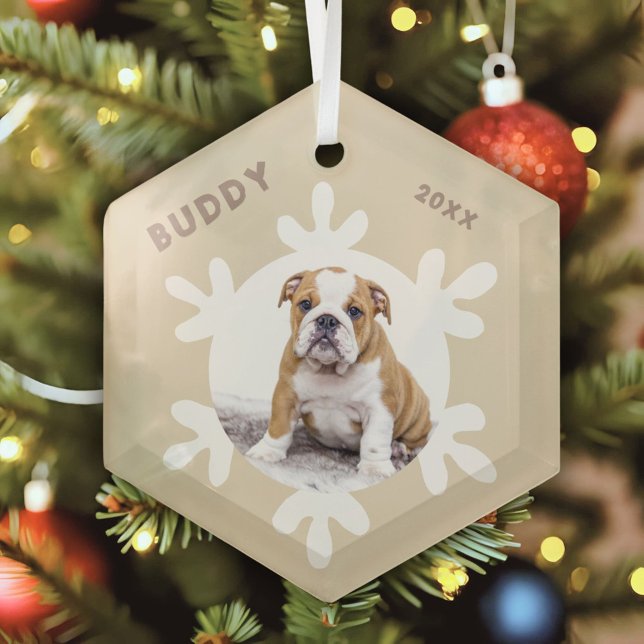 Adorno De Cristal Mascota de perro personalizado foto copos de nieve (Subido por el creador)