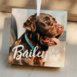 Adorno De Cristal Mascota Simple y Moderno Nombre y foto de la tipog<br><div class="desc">Este diseño sencillo y moderno se compone de una tipografía de escritura moderna y sencilla. Añadir foto de mascota personalizado.</div>