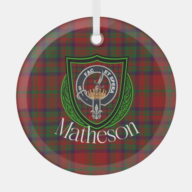 Adorno De Cristal Matheson Scottish Clan Tartan & Crest (Anverso)