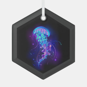 Adorno De Cristal Medusa de color vibrante resplandeciente