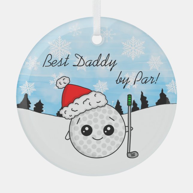 Adorno De Cristal Mejor papá de Par | Divertidos Navidades de Golf P (Anverso)
