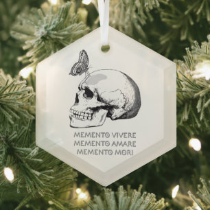 ADORNO DE CRISTAL MEMENTO VIVERE • MEMENTO AMARE • MEMENTO MORI