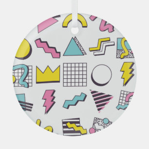 Adorno De Cristal Memphis de los 90: Elementos de diseño pop.