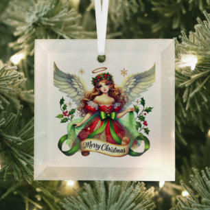 Adorno De Cristal Merry Christmas Angel