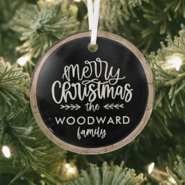 Adorno De Cristal Merry Christmas Family Name Keepsake Tree