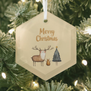 Adorno De Cristal Merry Christmas Garden Forest