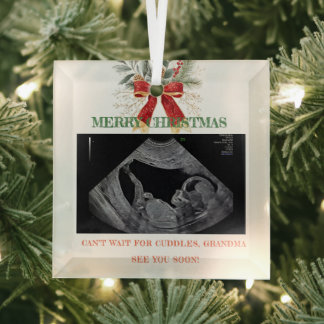 Adorno De Cristal Merry Christmas Pregnancy Ultrasound Photo Grandma