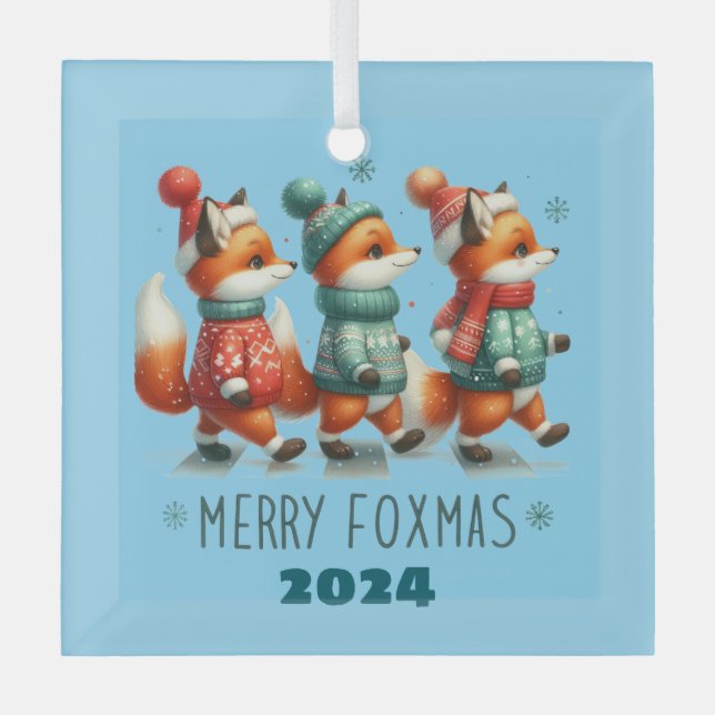 Adorno De Cristal Merry Foxmas (Anverso)