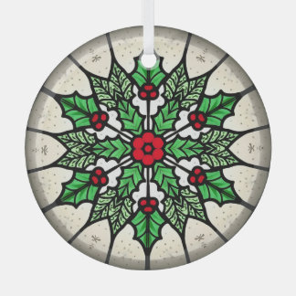Adorno De Cristal Merry Holly Glass Round Ornament