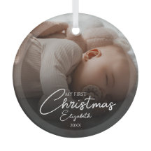 Mi primera foto de bebé en Navidad con letra elega