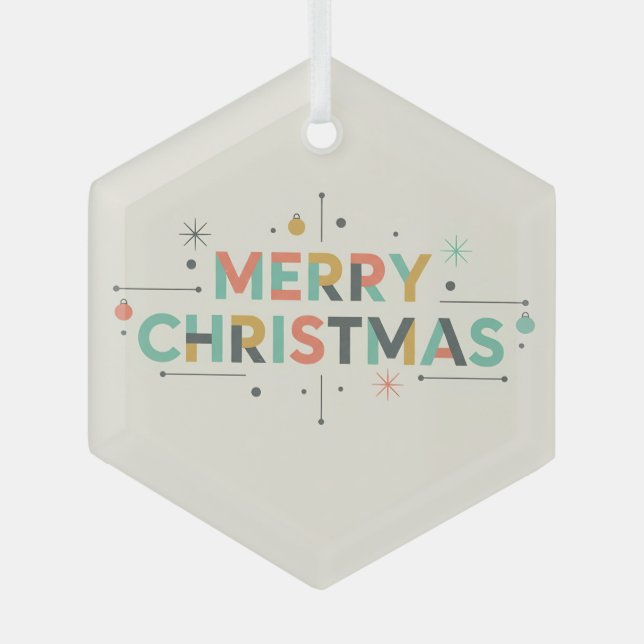 Adorno De Cristal Mid-Century Merry Christmas – Retro Style (Anverso)