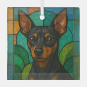 Adorno De Cristal Miniatura Pinscher "Vidrio Manchado"