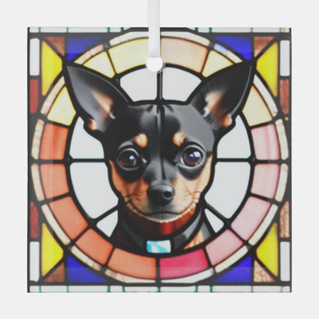 Adorno De Cristal Miniatura Pinscher "Vidrio Manchado" (Anverso)