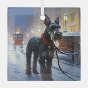 Adorno De Cristal Miniature Schnauzer Temporada Navideña Festiva