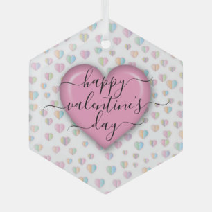 Adorno De Cristal Minimalista Feliz Día de San Valentín
