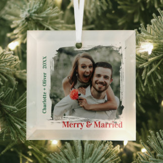 Adorno De Cristal Mínimo Navidad de Parejas Felices y Casadas Primer