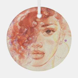 Adorno De Cristal Moda afroamericana, ilustracion acuarela.