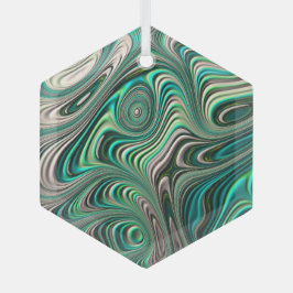 Adorno De Cristal Modelo verde azulado de resumen fractal de Paua Ab