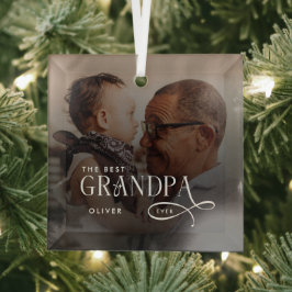 Adorno De Cristal Modern Best GrandPa Ever Photo Personalized