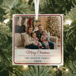 Adorno De Cristal Modern Personalized Family Photo Merry Christmas 