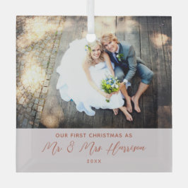 Adorno De Cristal Moderna nuestra primera foto de Navidad