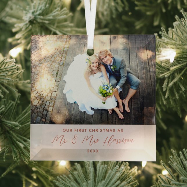 Adorno De Cristal Moderna nuestra primera foto de Navidad (in situ)