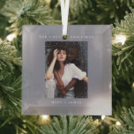 Adorno De Cristal Moderno gris mínimo | Fotos de mora y casada<br><div class="desc">Minimalista y moderno | Ornamento de vidrio gris para Navidades simples de fotos de mora y casada</div>