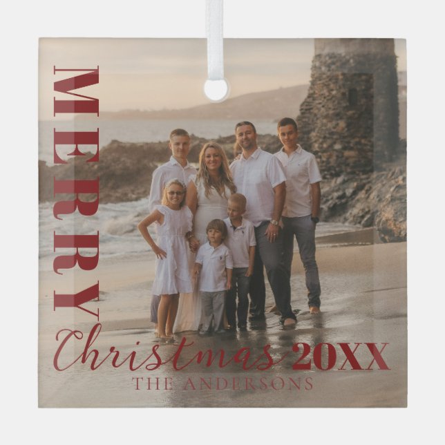 Adorno De Cristal Moderno guión de navidad de morera roja (Anverso)