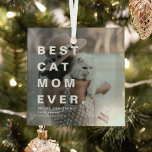 Adorno De Cristal Moderno y mejor CAT MOM jamás Personalizado Foto<br><div class="desc">Moderna Mejor Mamá Gata Personalizado Foto Ornamento De Navidad. Un regalo perfecto para los amantes del gato durante la temporada festiva.</div>