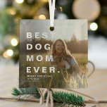 Adorno De Cristal Moderno y mejor perro MOM EVENTO foto Personalizad<br><div class="desc">La moderna mamá del mejor perro Personalizado Foto Ornamento de Navidad. Un regalo perfecto para los amantes del perro durante la temporada festiva.</div>