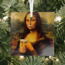 Mona Lisa bebiendo cerveza, amante de las cervezas
