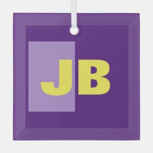 Adorno De Cristal Monograma Letras iniciales Amarillo púrpura