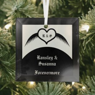 Adorno De Cristal Monogramado Boda gótico Personalizado del corazón