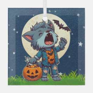 Adorno De Cristal Monstruo de hombre lobo con calabaza