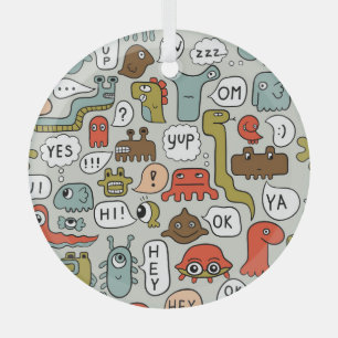 Adorno De Cristal Monstruos de Personalizados amables: fondo sin inc