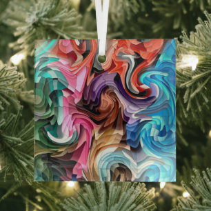 Adorno De Cristal Mosaic Suncatcher con mosaico de diseño fluido de 